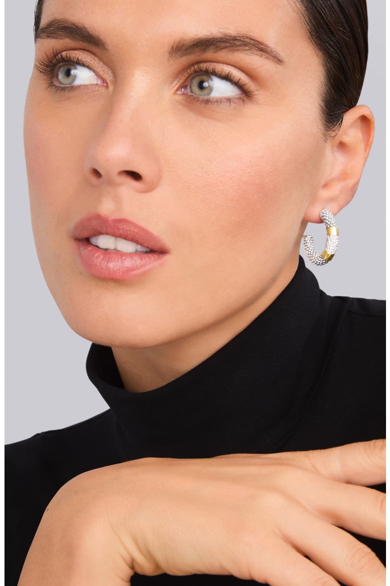High Bar Pavé Diamond Hoop Earrings, Alternate, color, SILVER