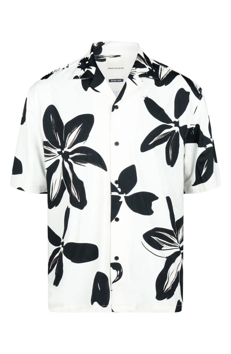 Report Collection Abstract Print Camp Shirt, Alternate, color, 09 Black