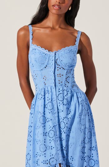 Yamila Cotton Eyelet High-Low Dress
