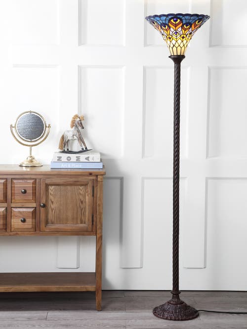 Jonathan Y Peacock Tiffany-style 70" Torchiere Led Floor Lamp, Bronze In Bronze