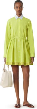Lanvin Green Short Shirt Dress In Cotton Poplin
