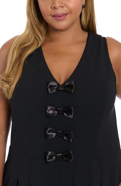 London Times Bow Front Sleeveless Jumpsuit In Black