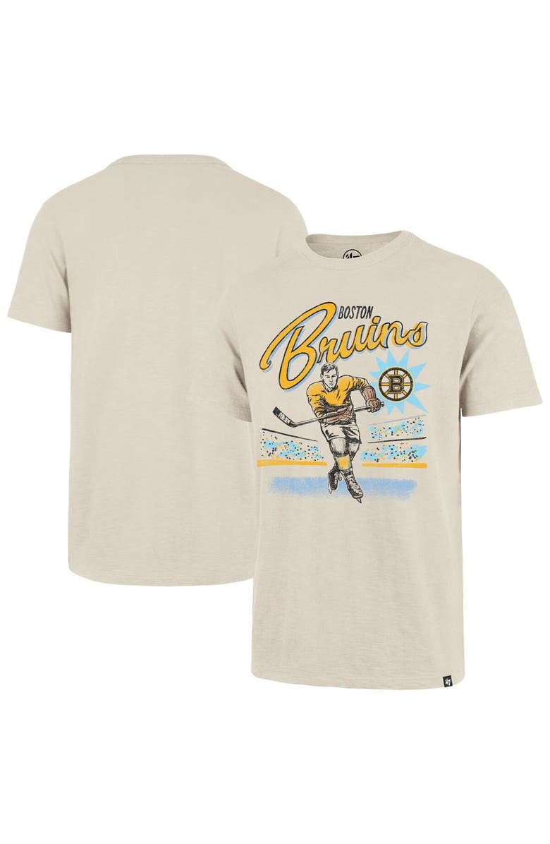 '47 Men's '47  Natural Boston Bruins Hockey Player Golden Age Scrum T-Shirt, Main, color, Natural