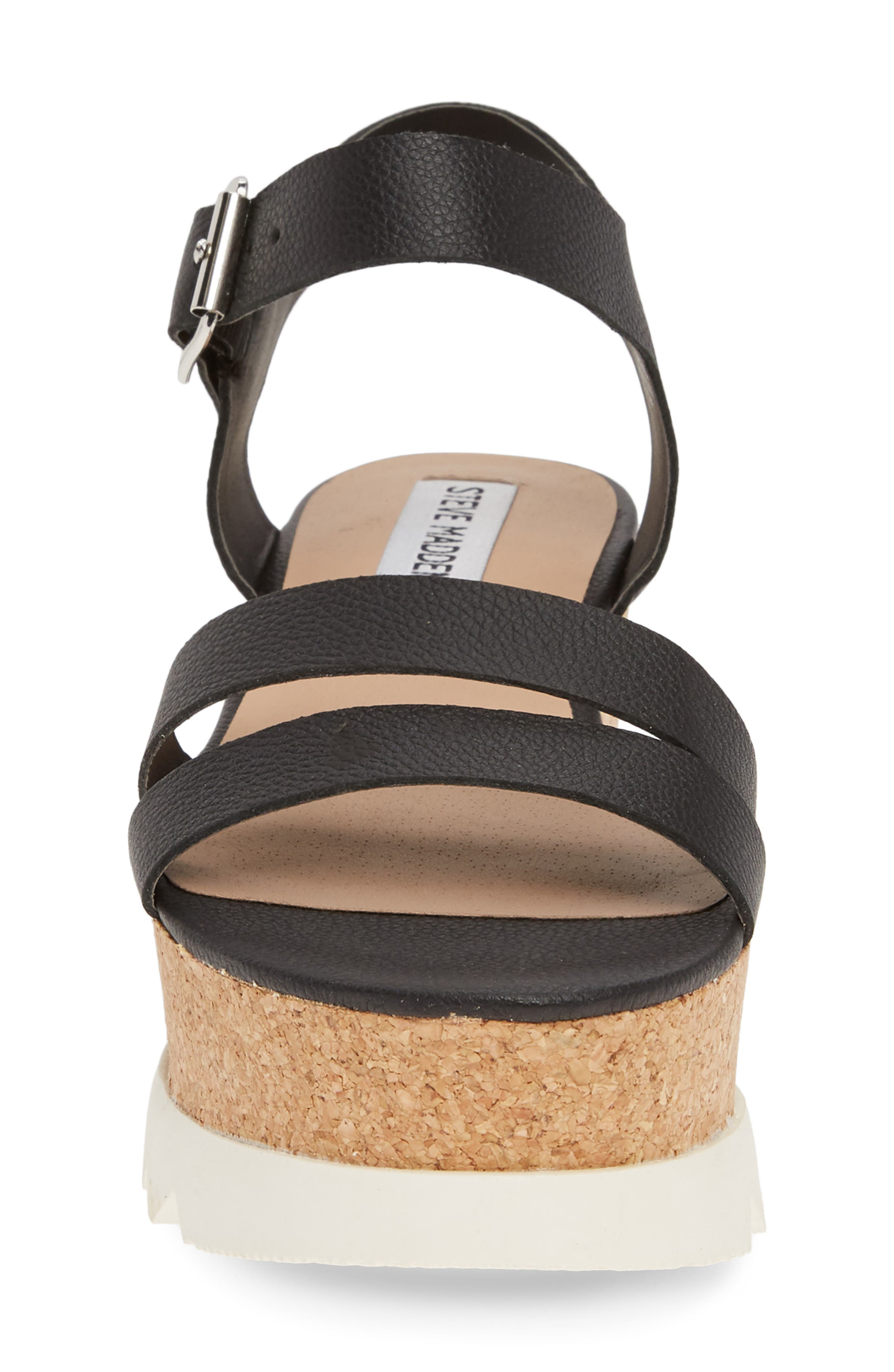 Keykey Platform Wedge Sandal, Alternate, color, BLACK LEATHER