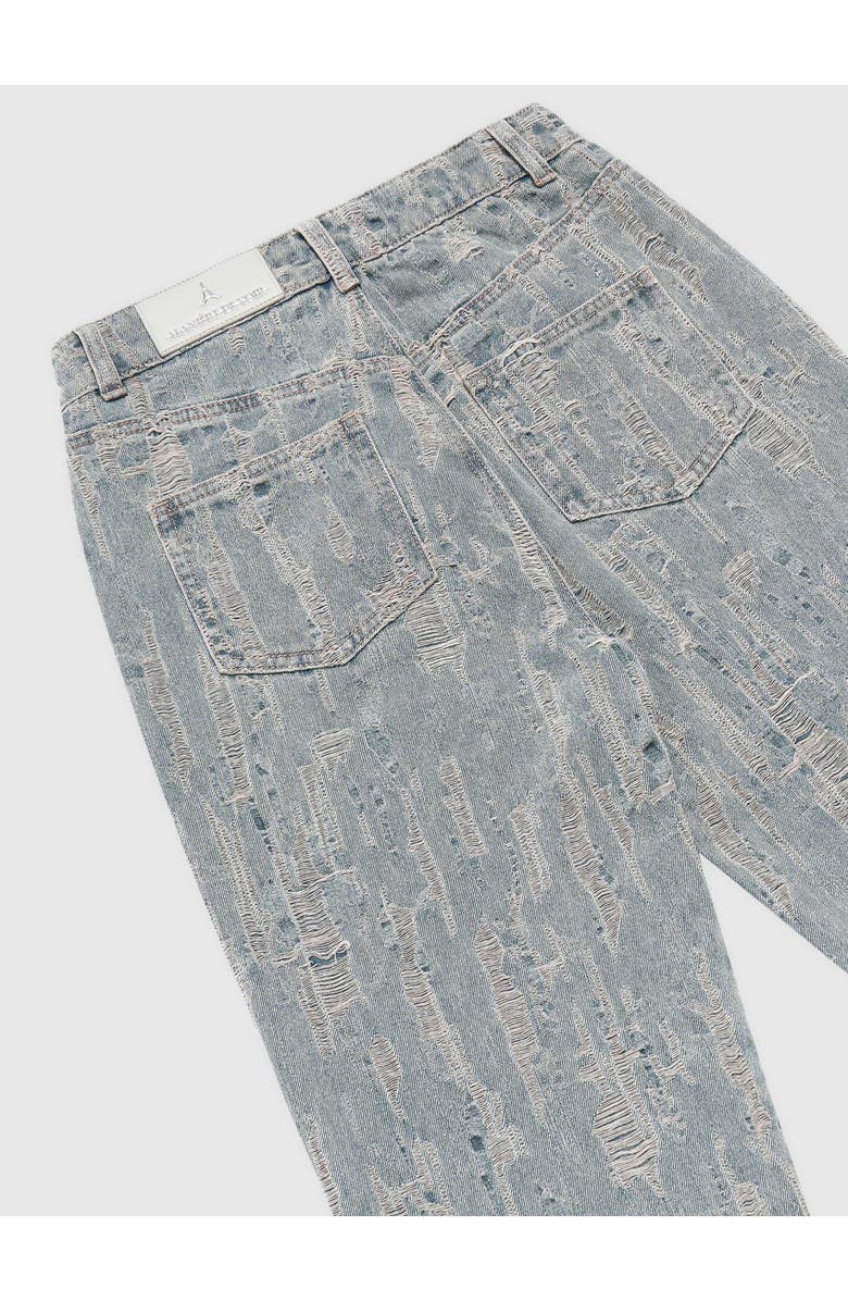 Manière De Voir Florence Distressed High Rise Straight Leg Jeans, Alternate, color, Mid Blue