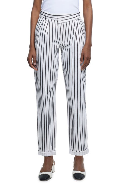 Stripe Glitch Waist Cotton Trousers
