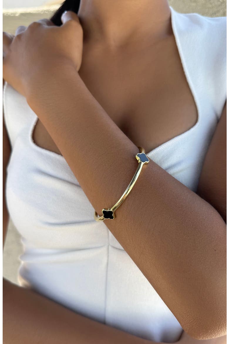 Clover Station Bangle Bracelet, Alternate, color, BLACK