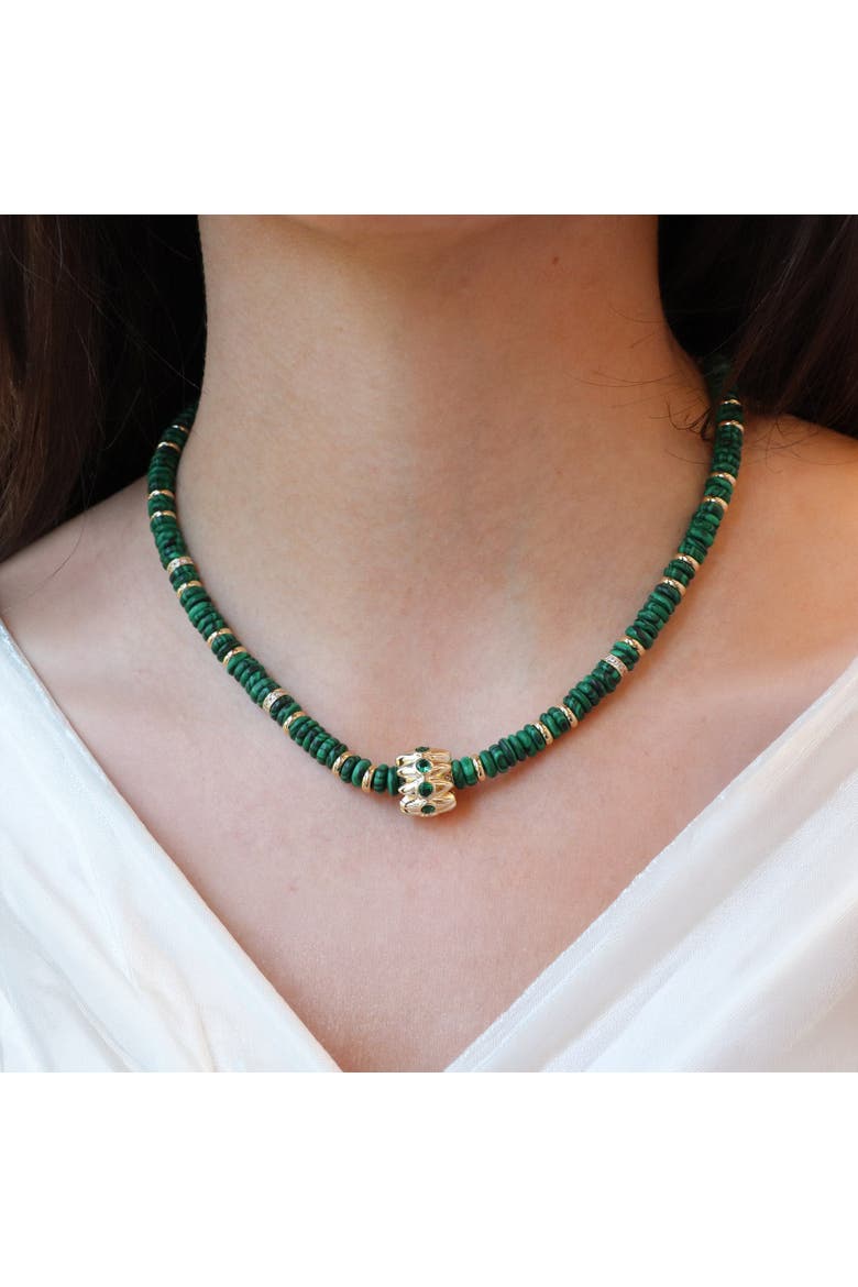 Malachite Bead Rondel Necklace, Alternate, color, Malachite