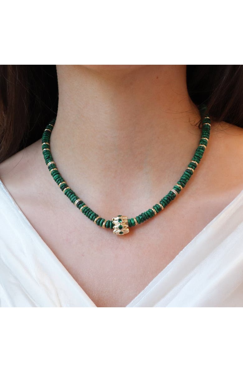 The Lovery Fine Jewelry Malachite Bead Rondel Necklace, Alternate, color, Malachite