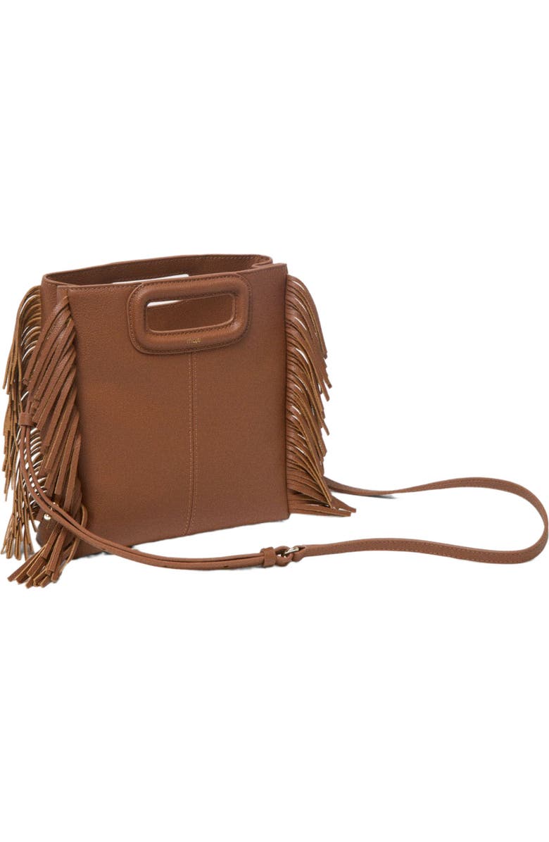 maje Grained leather M bag, Alternate, color, Cognac Brown