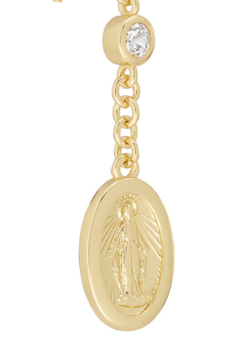 Virgin Mary Drop Earrings, Alternate, color, GOLD