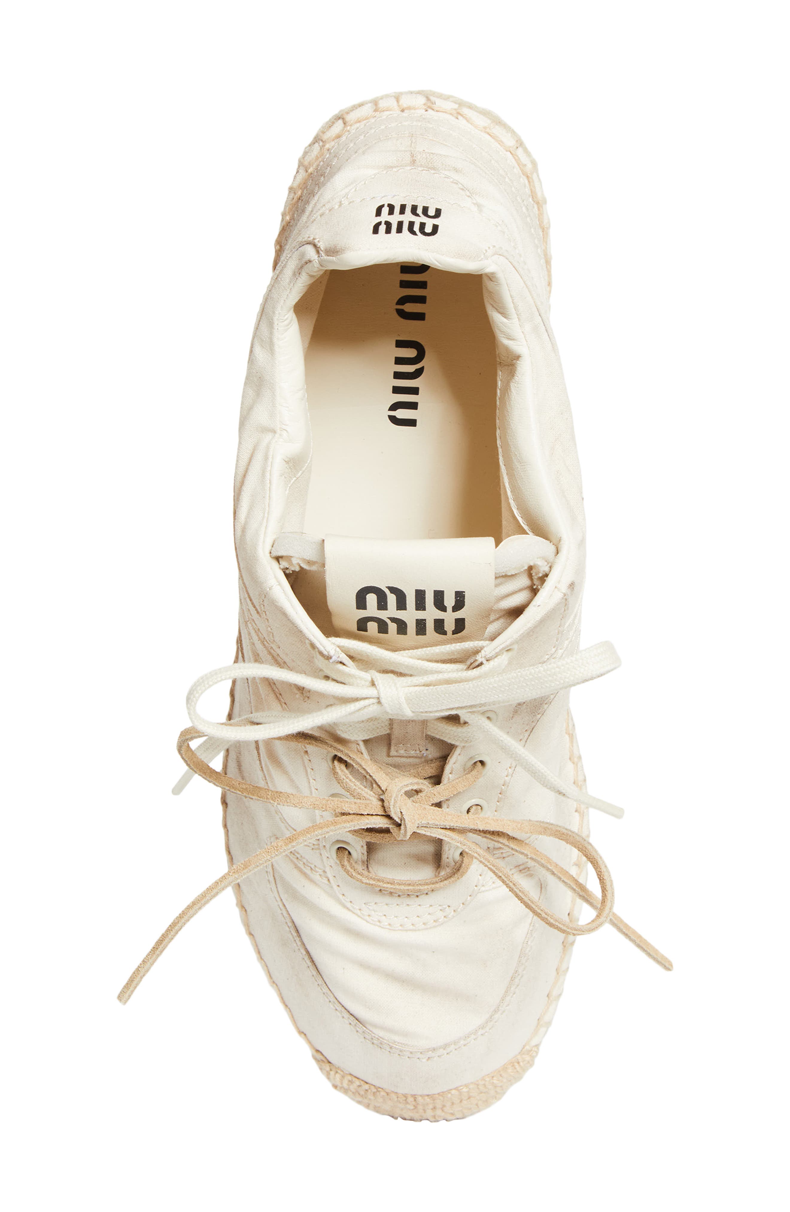 Miu Miu Espadrille Sneaker, Alternate, color, Ecru