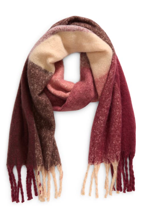 Nordstrom Plaid Brushed Fringed Scarf