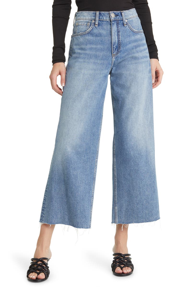 rag & bone Andi Raw Hem High Waist Ankle Wide Leg Jeans, Main, color, 