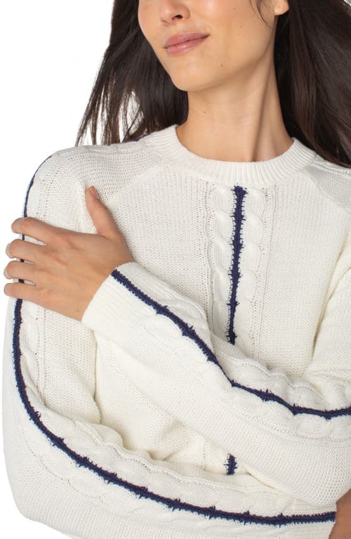Liverpool Los Angeles Cable Stitch Raglan Sweater In White