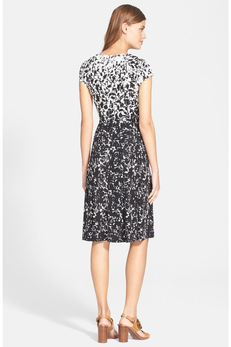 'Sophia' Print A-Line Dress, Alternate, color, NEW IVORY/ BLACK GESSO