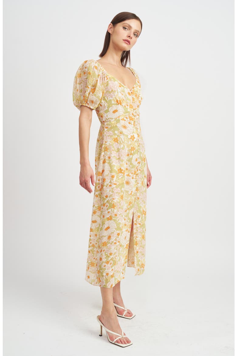 Annie Floral Midi Dress, Alternate, color, YELLOW MULTI