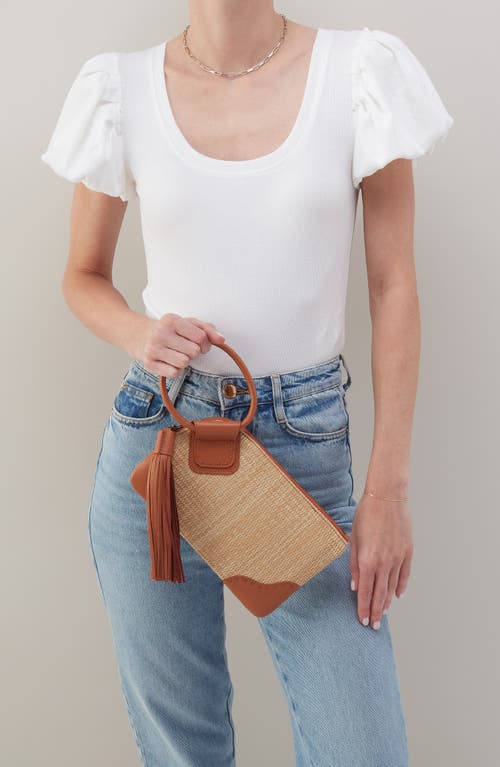 Hobo Sable Straw & Leather Wristlet Clutch In Natural Straw