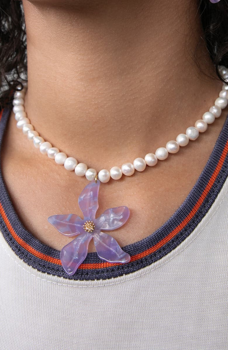 VIDAKUSH Freshwater Pearl Orchid Pendant Necklace, Alternate, color, Gold