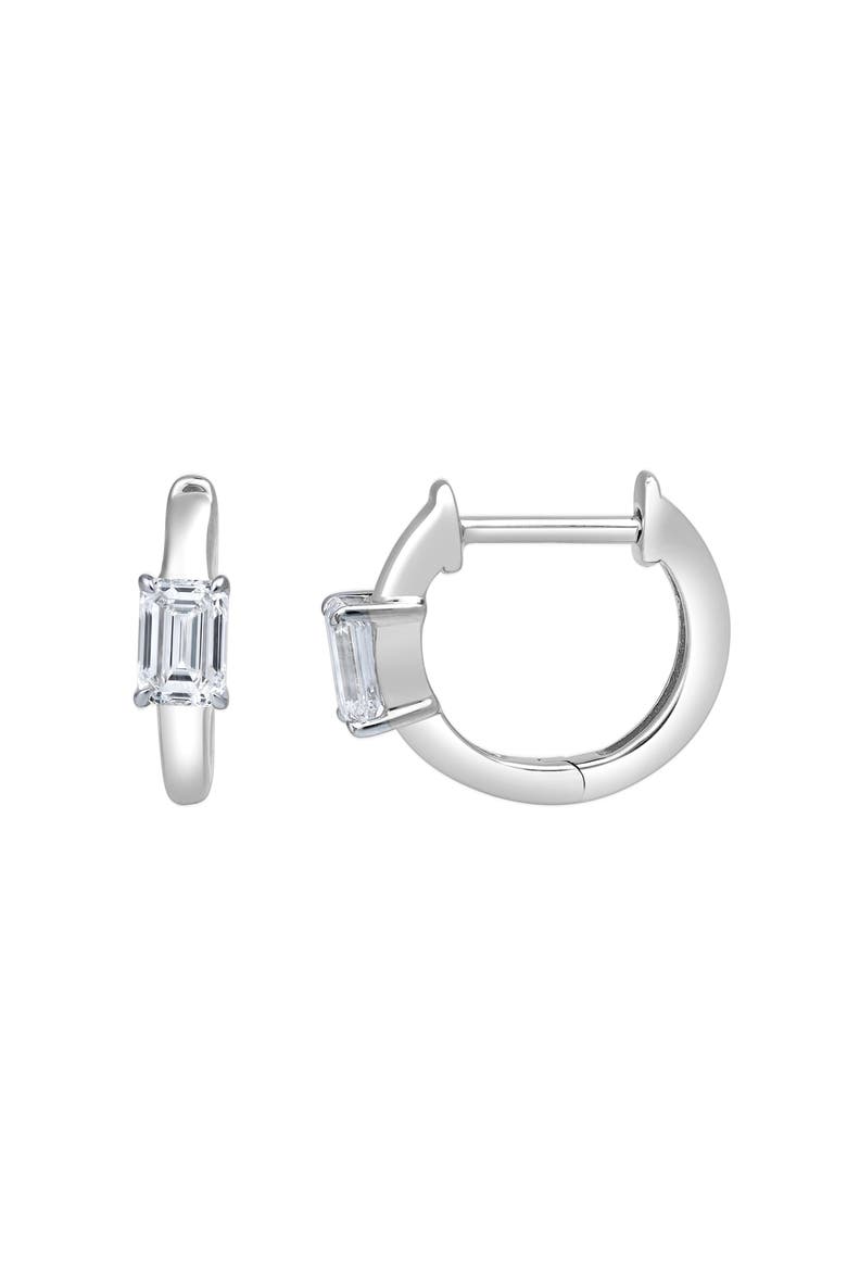 Emerald Elegance 14K Gold Lab Grown Diamond Huggies - 0.75 ct, Main, color, 14K White Gold