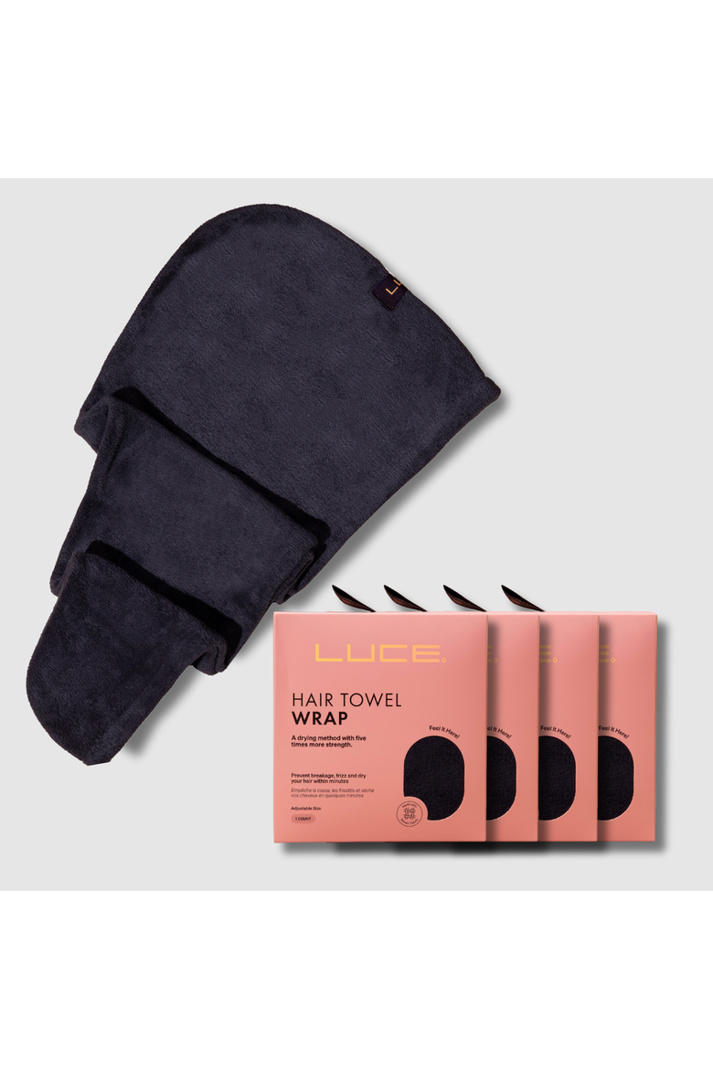 Adjustable Hair Towel Wrap - Eco-Friendly and Ultra-Absorbent, Main, color, BLACK