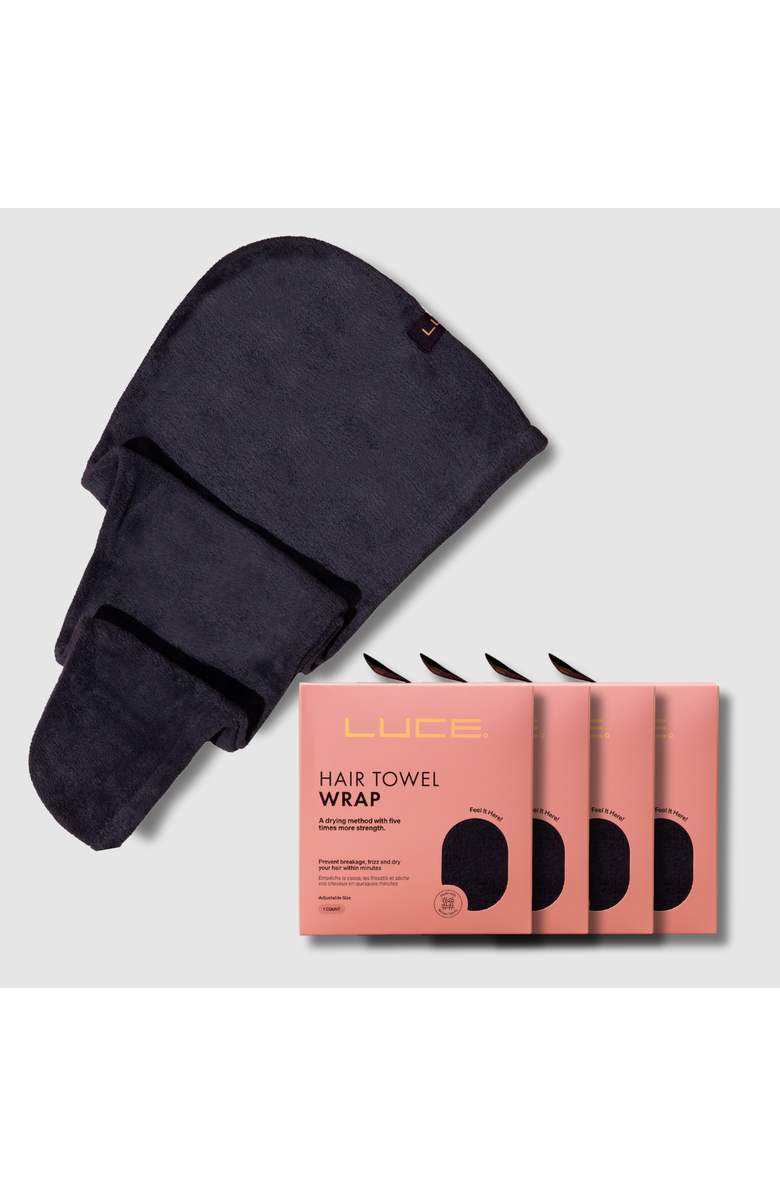 LUCE BEAUTY Adjustable Hair Towel Wrap - Eco-Friendly and Ultra-Absorbent, Main, color, Black