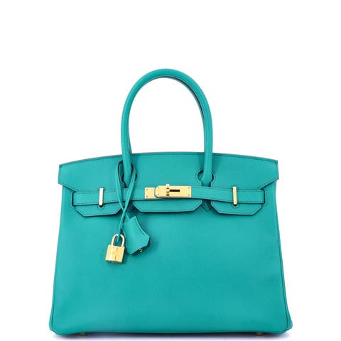 Birkin Handbag Blue Epsom with Gold Hardware 30