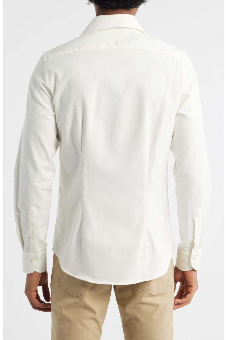 Slim Fit Camp Collar Cotton & Cashmere Flannel Button-Up Shirt, Alternate, color, IVORY