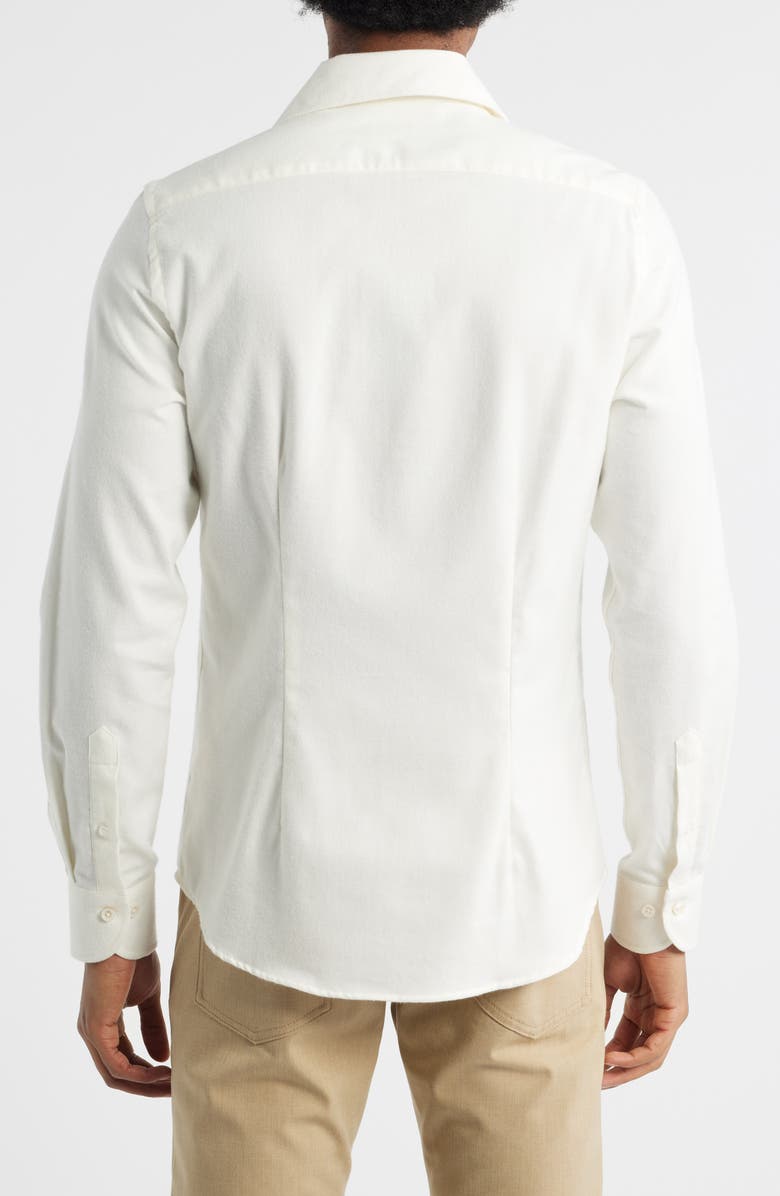 Aurélien Slim Fit Camp Collar Cotton & Cashmere Flannel Button-Up Shirt, Alternate, color, Ivory