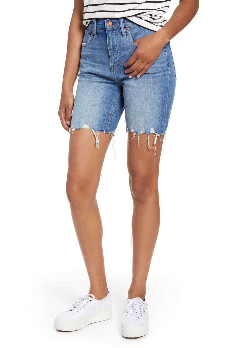 High Waist Mid Length Denim Shorts, Main, color, ERWIM