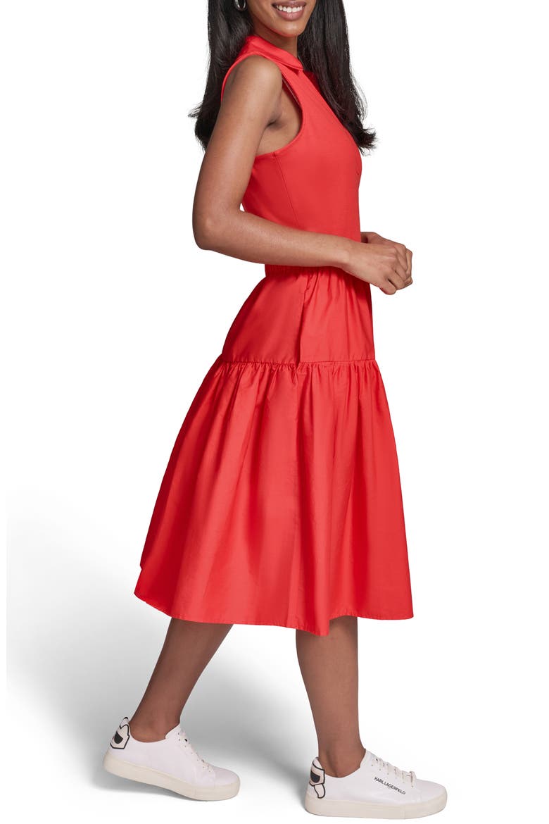 Mixed Media Midi Dress, Alternate, color, APPLE RED