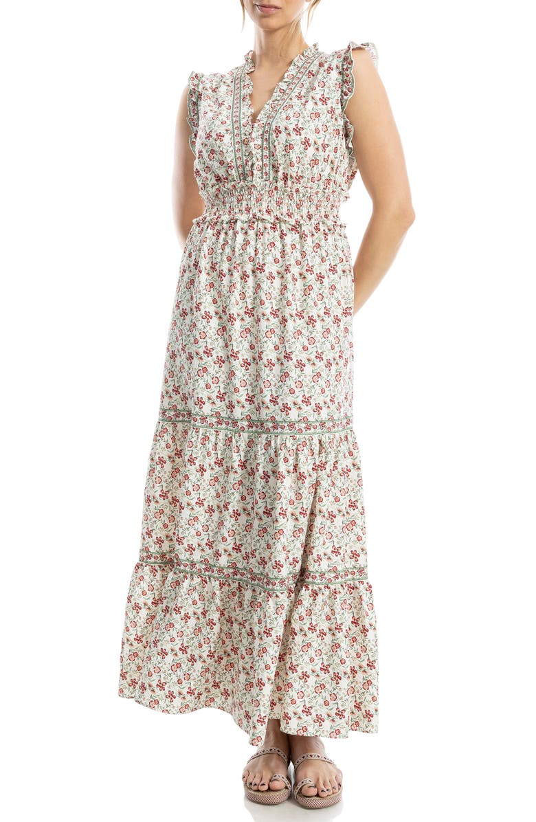 MAX STUDIO Smocked Fit & Flare Maxi Dress, Main, color, 