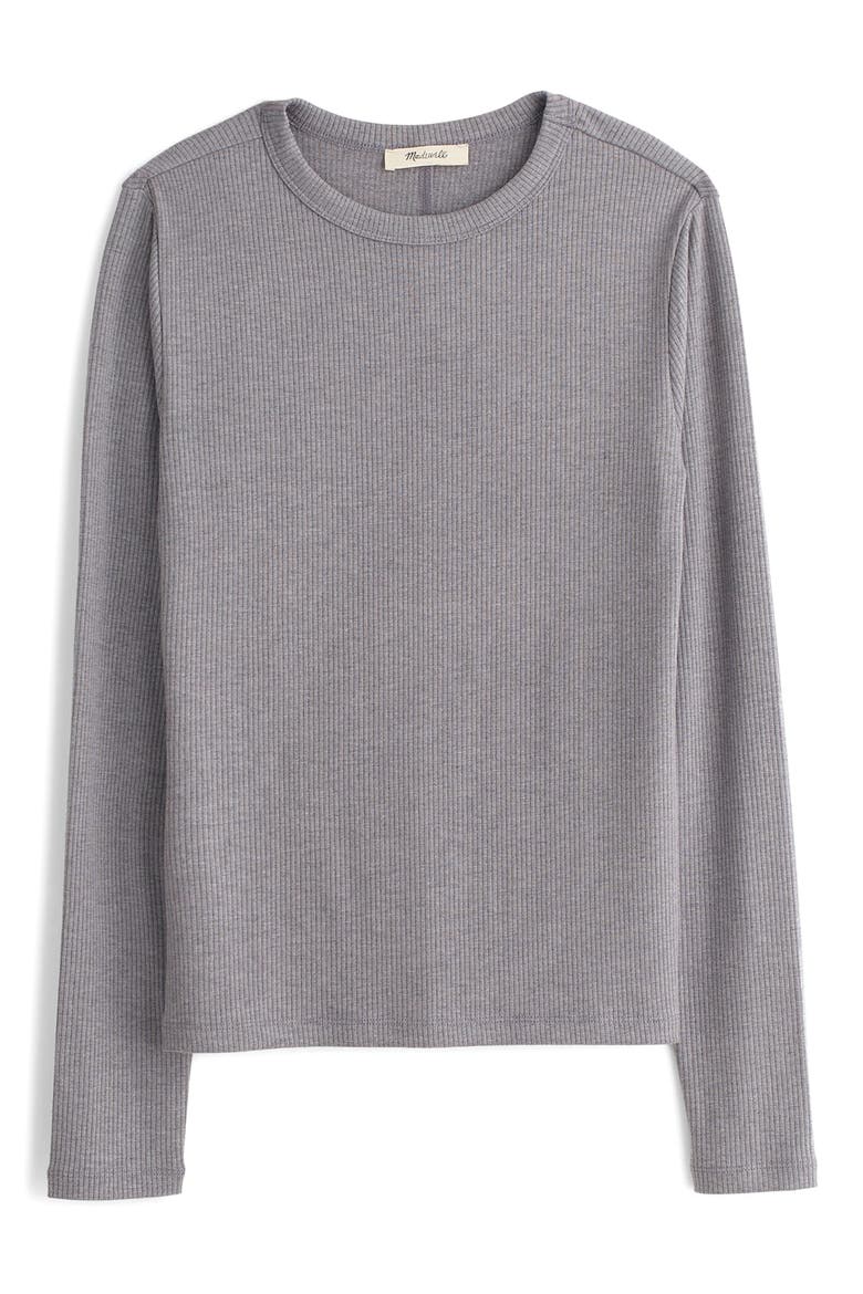 Drapey Long Sleeve Rib T-Shirt, Alternate, color, HTHR BLACK CHARCOAL