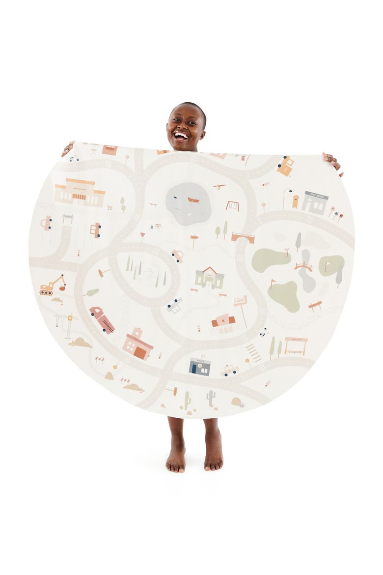 Commons Print Round Leather Play Mat, Main, color, COMMONS