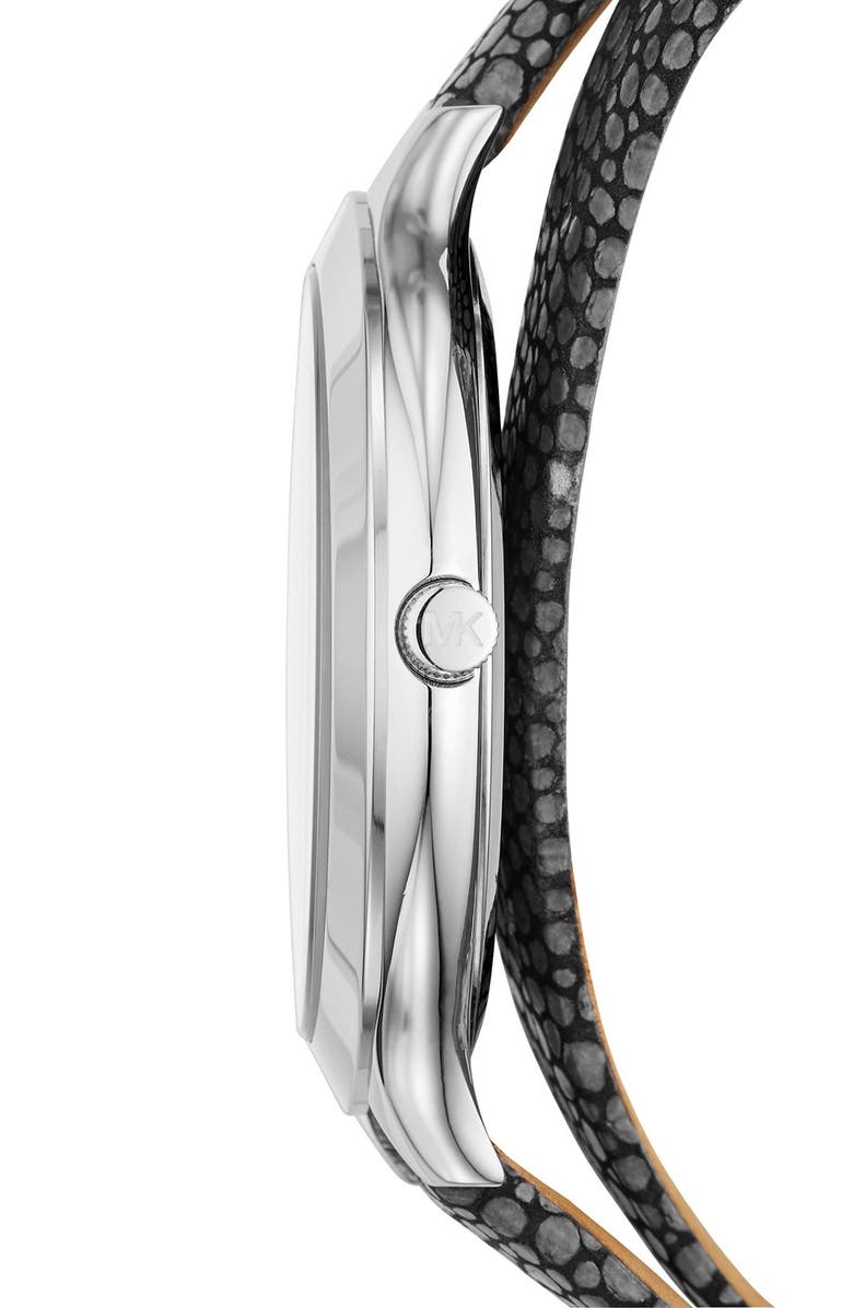 MICHAEL Michael Kors 'Slim Runway' Leather Strap Watch, 42mm, Alternate, color, 