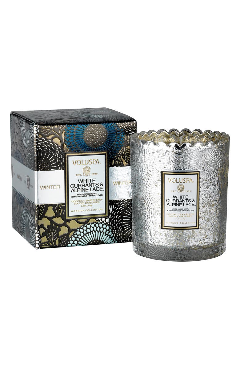 Voluspa Japonica Scalloped Edge Embossed Glass Candle, Alternate, color,