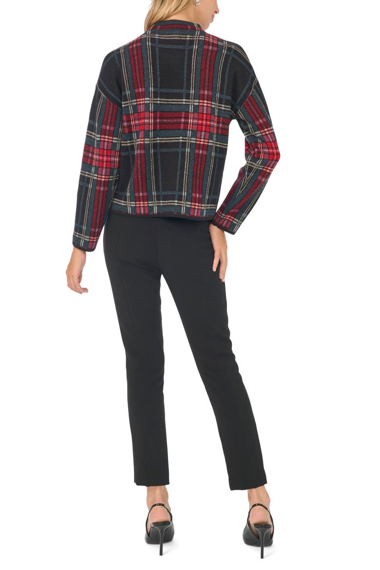 Plaid Mock Neck Sweater, Alternate, color, RICH BLACK