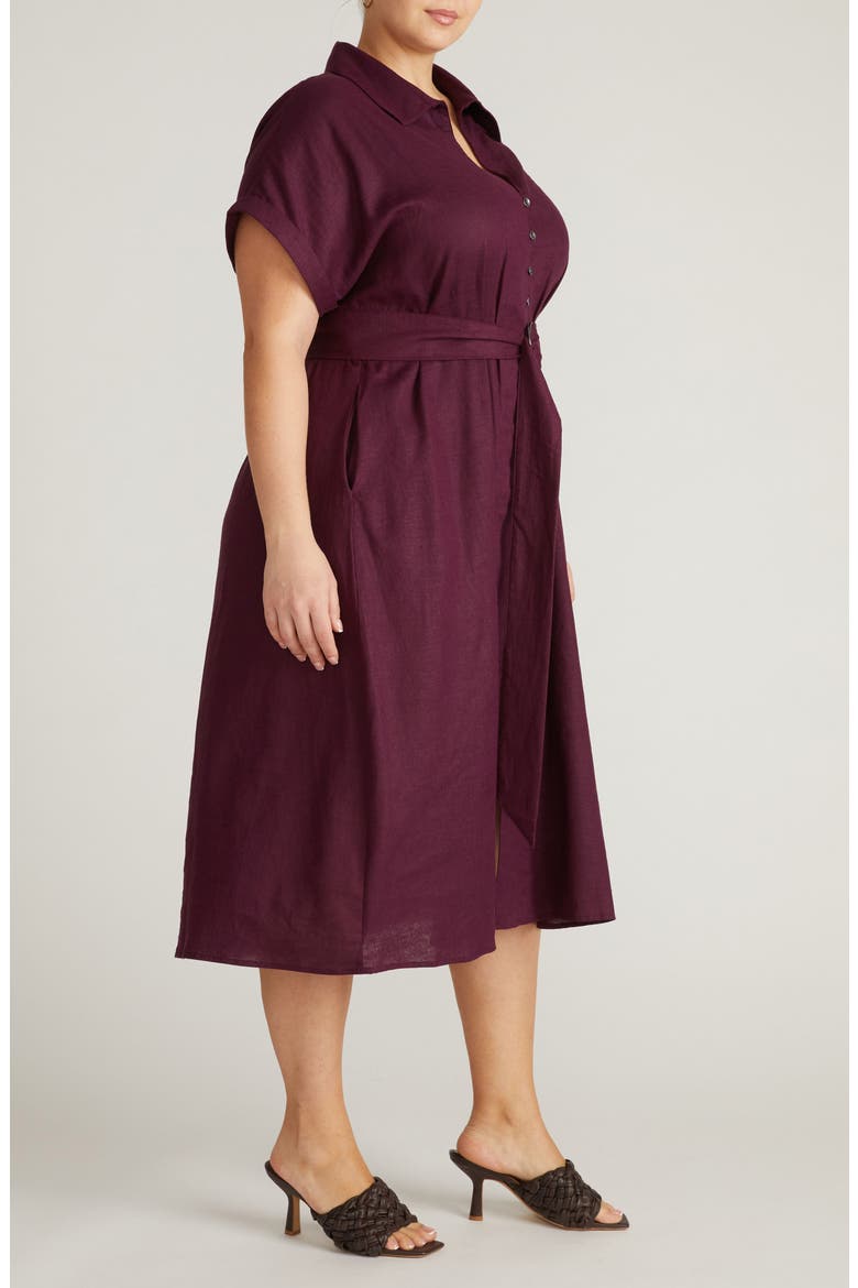 Sandy Linen Blend Shirtdress, Alternate, color, ACAI PURPLE
