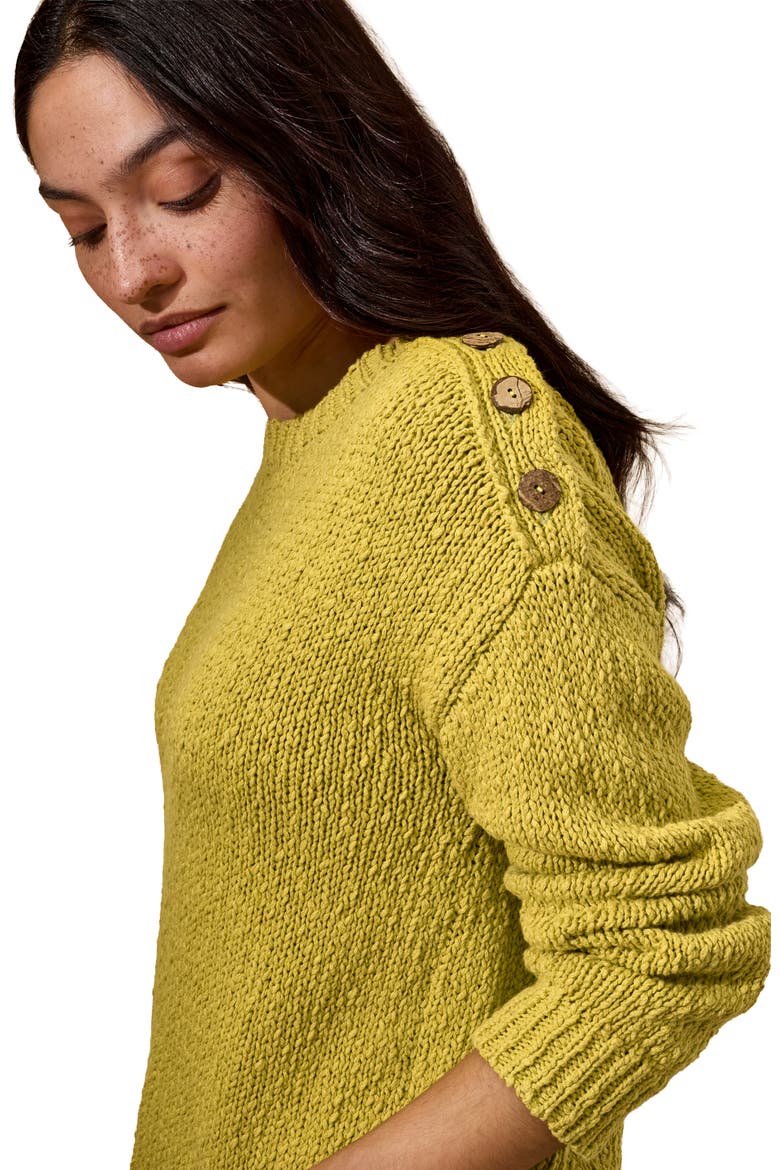 Slub Knit Button Detail Sweater, Alternate, color, Ochre