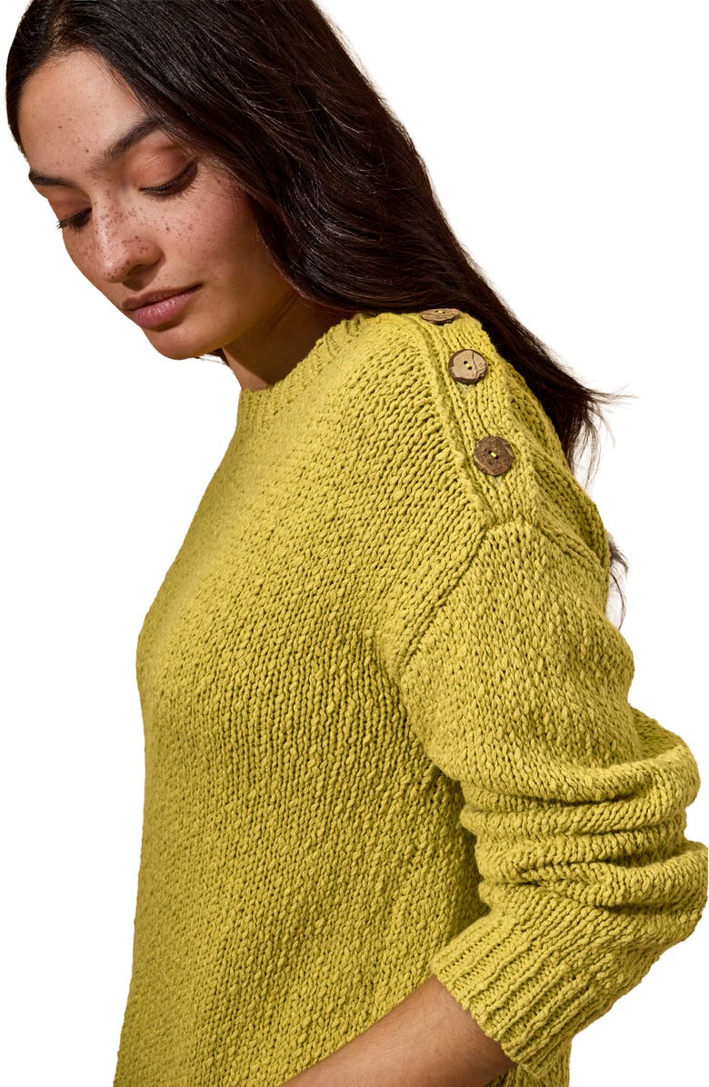Celtic & Co. Slub Knit Button Detail Sweater, Alternate, color, Ochre