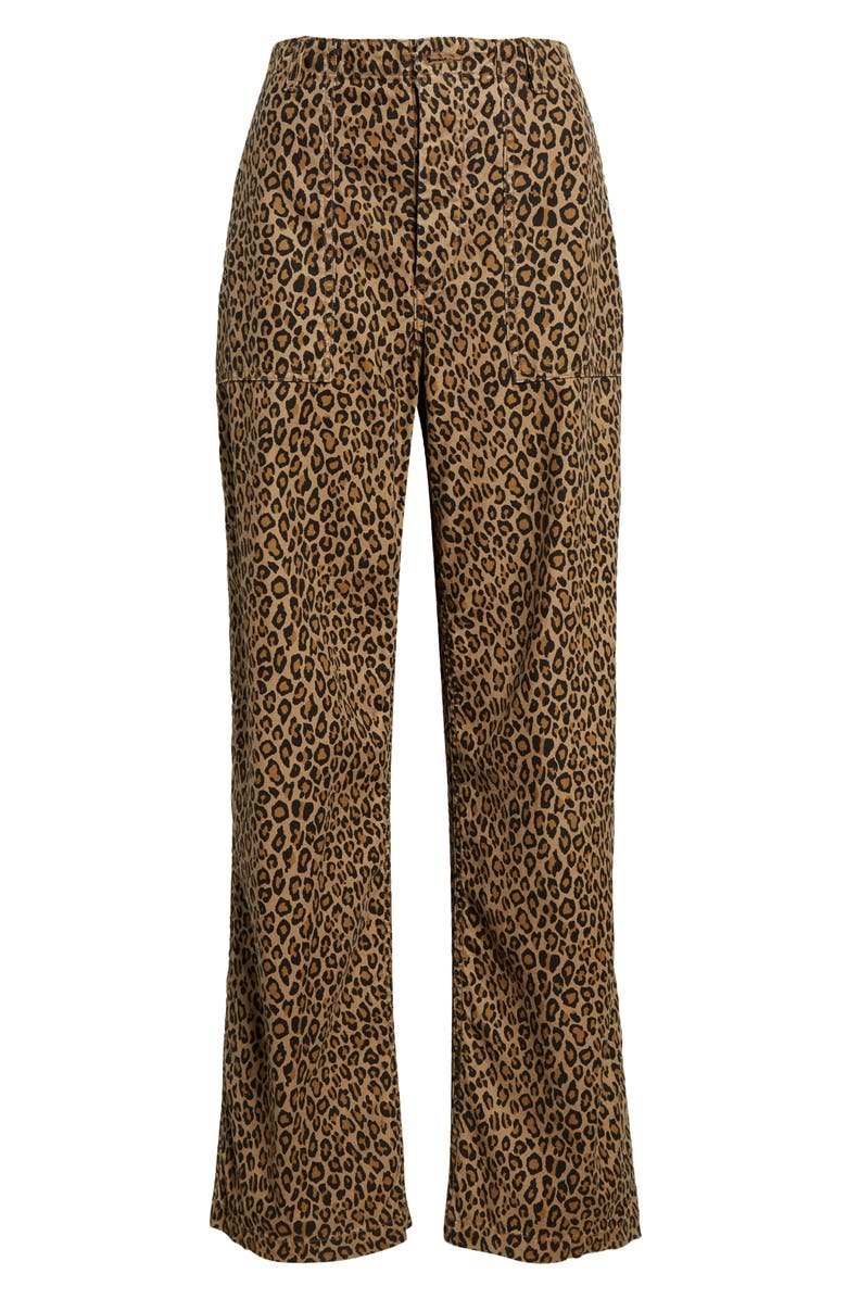 R13 Leopard Print Wide Leg Utility Pants, Alternate, color,