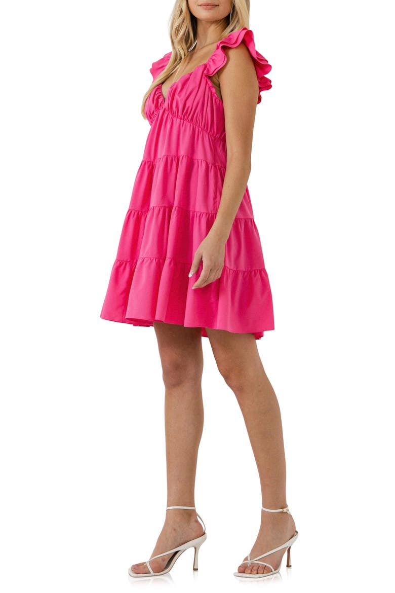 Ruffle Sweetheart Tiered Minidress, Alternate, color, FUCHSIA
