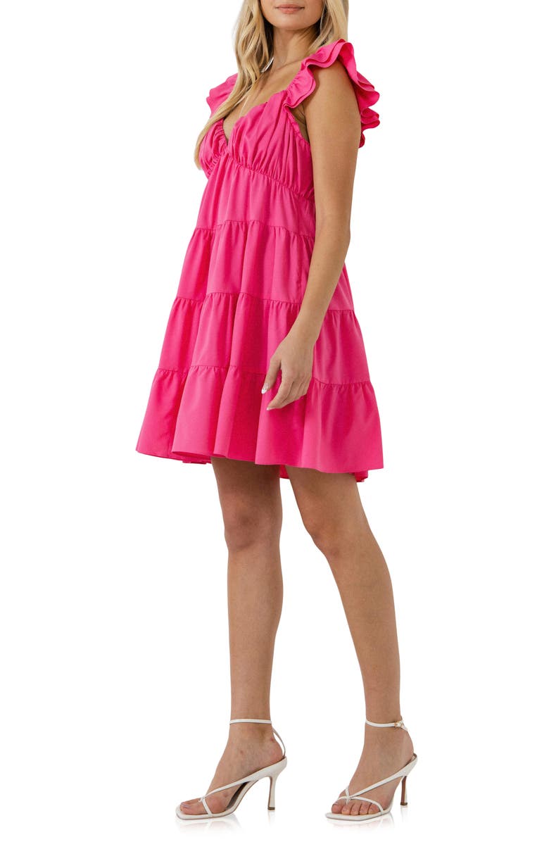 Endless Rose Ruffle Sweetheart Tiered Minidress, Alternate, color, Fuchsia