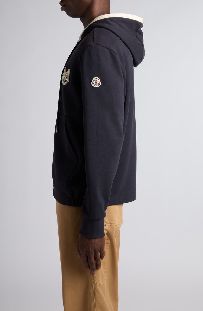 Moncler Cotton Zip-Up Hoodie, Alternate, color, Black