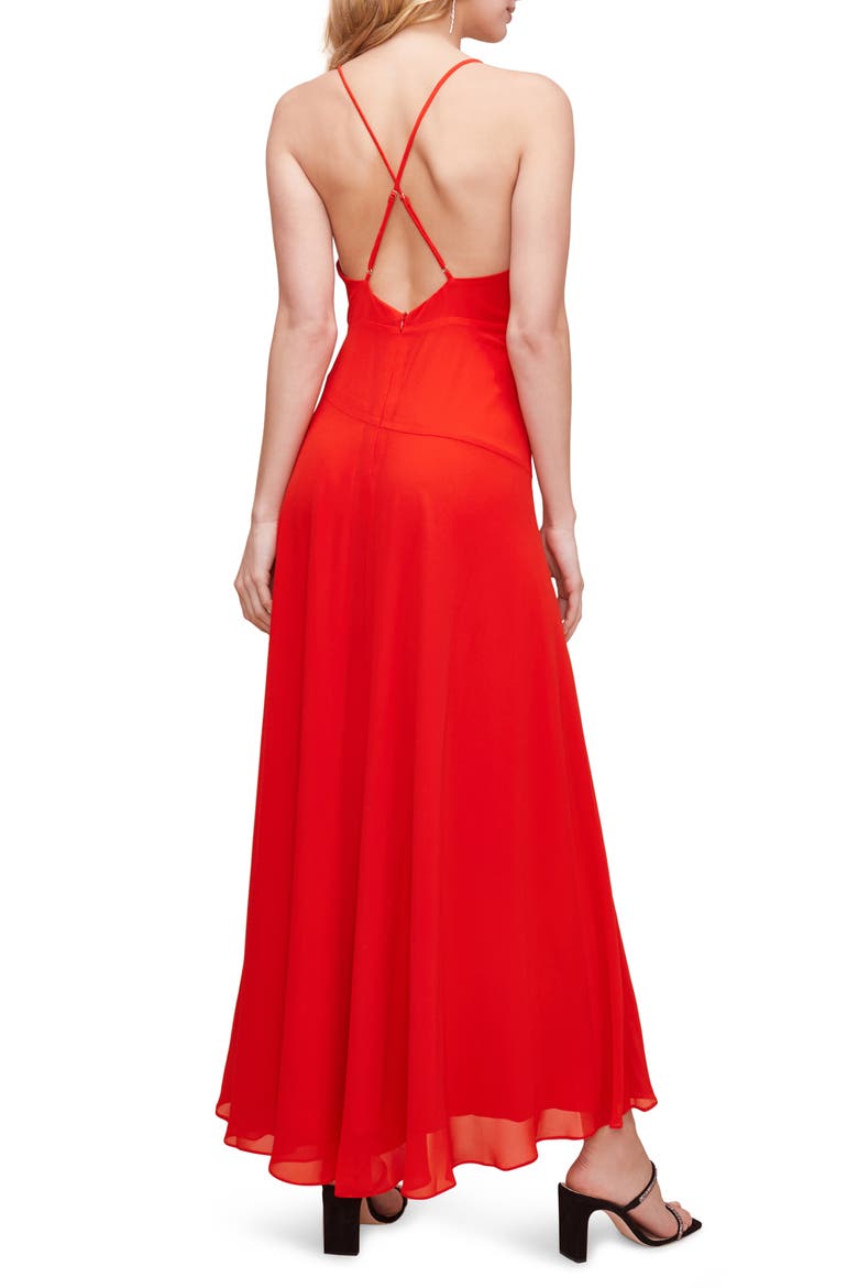 Floral Ruffle Detail Maxi Dress, Alternate, color, HOT RED