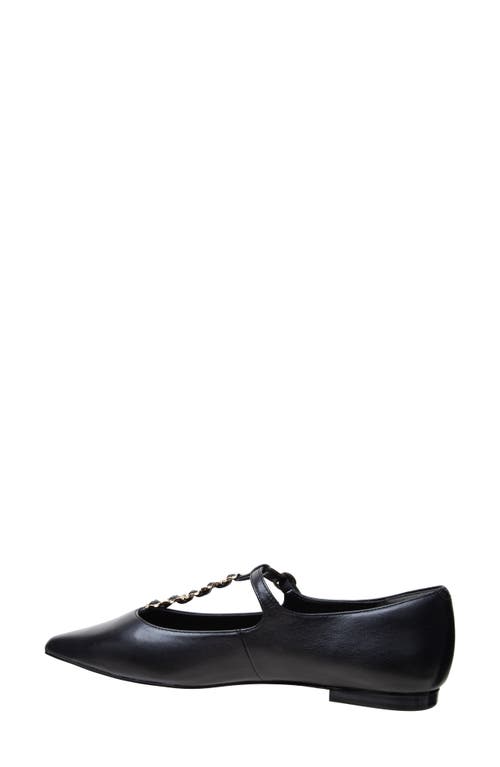 Linea Paolo Corinne Pointed Toe T-strap Flat In Black