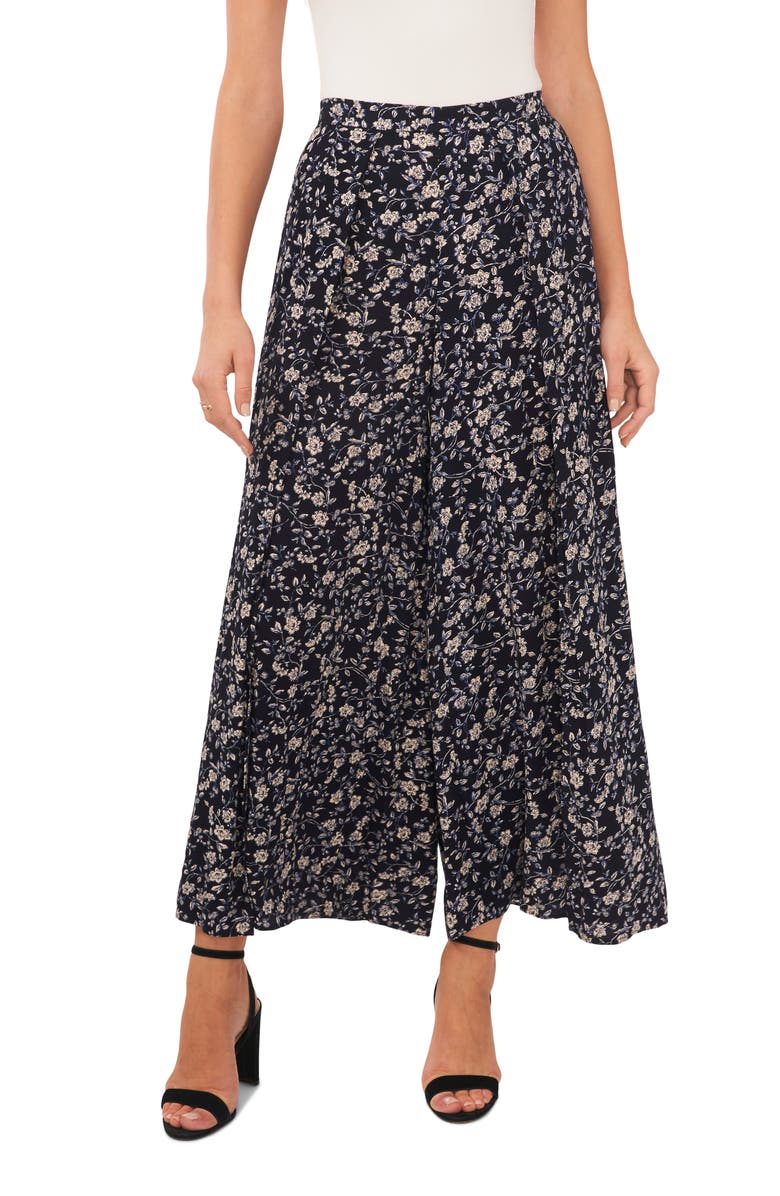 Vince Camuto Overlay Floral Crop Wide Leg Pants, Main, color,