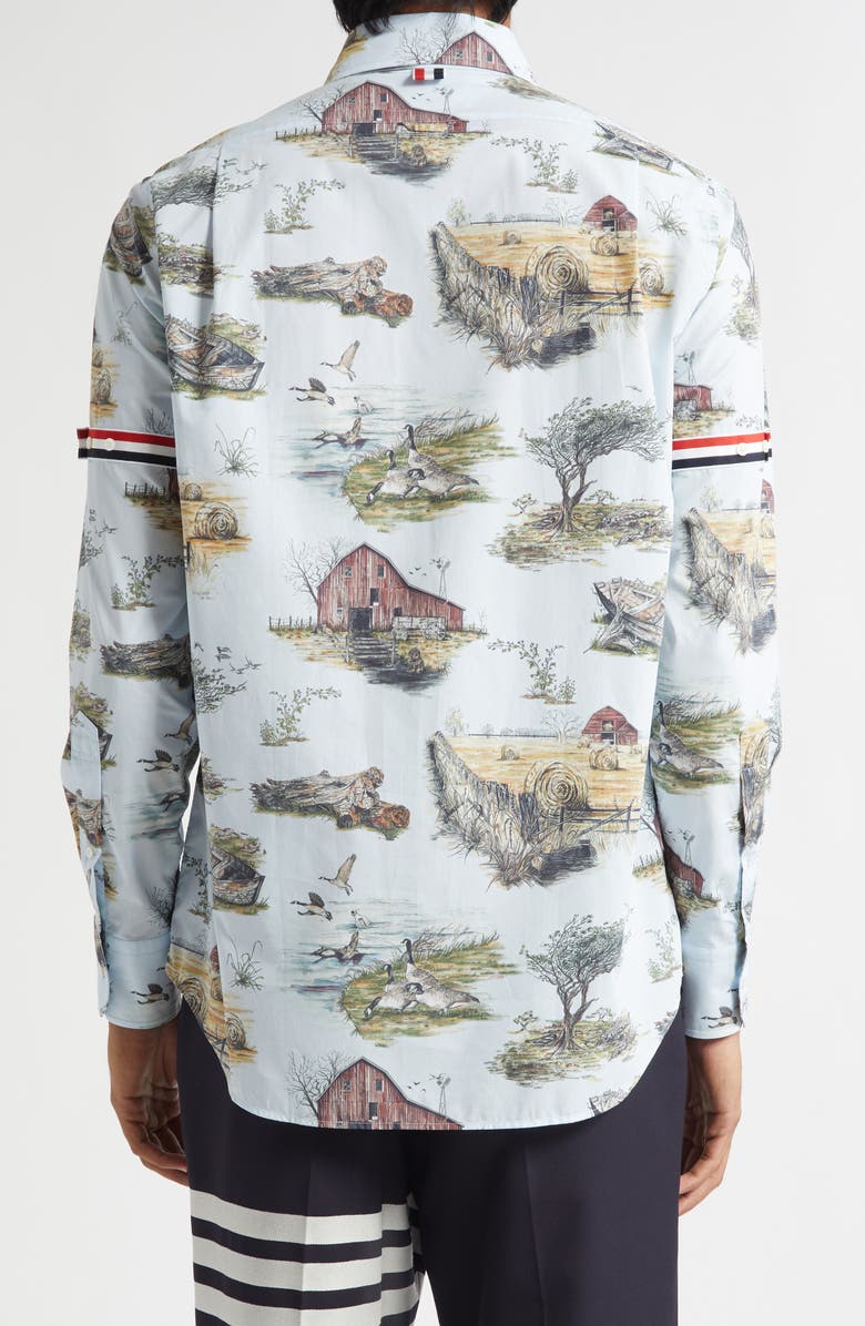 Thom Browne Scenic Straight Fit Cotton Poplin Button-Down Shirt, Alternate, color, Seasonal Multi