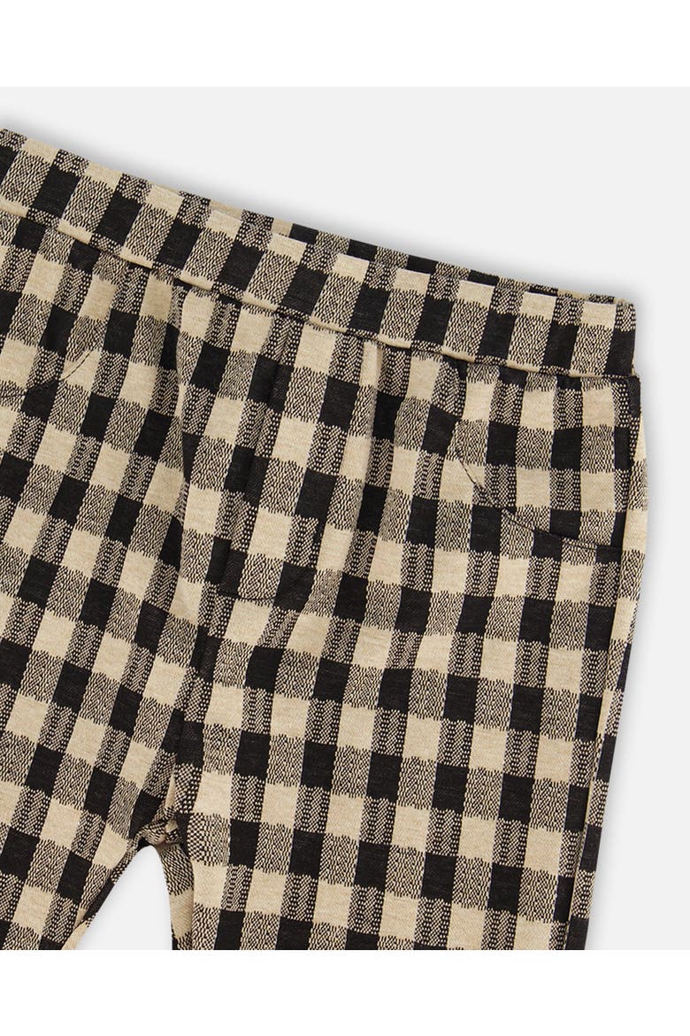 Little Girl's Treggings Plaid Black And Beige, Alternate, color, Plaid Black & Beige