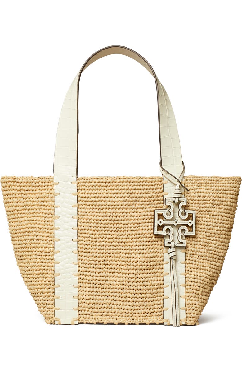 Tory Burch Small Straw Tote, Main, color,